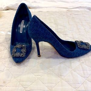 Manolo Blahnik Hangisi - tweed blue